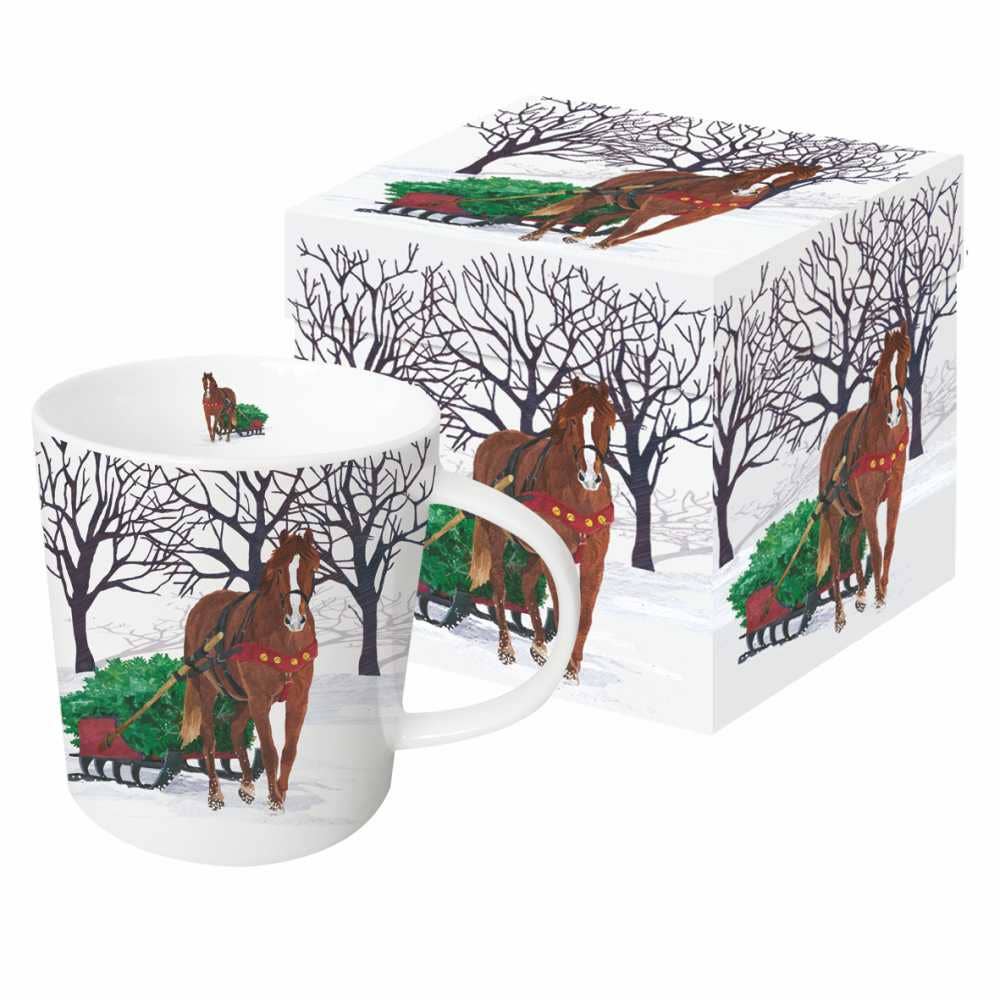 Paperproducts Design • Ambiente - Wholesale Coffee Mug - MUG IN GIFT BOX-WINTER HORSE SLEIGH0