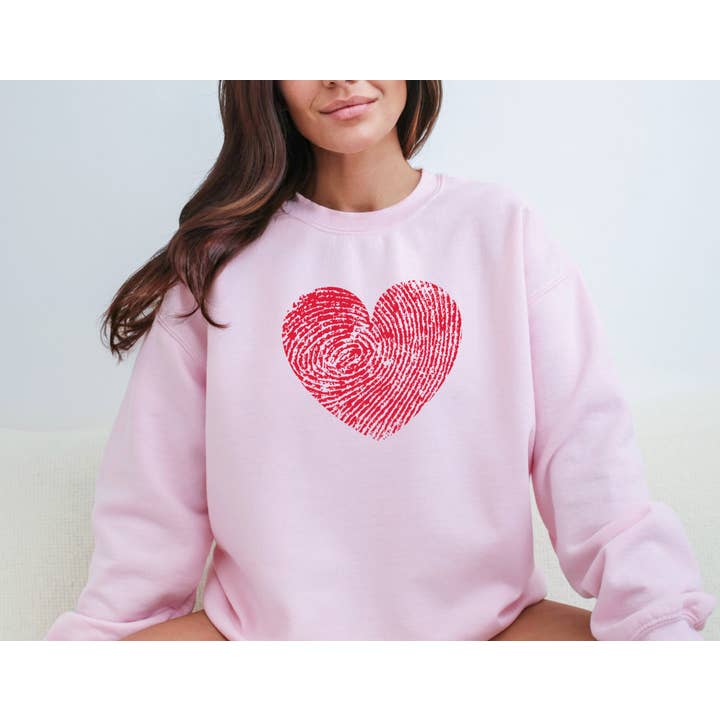 Valentines Heart Fingerprint Sweatshirt, Valentines Day for wholesale by Custom T Story