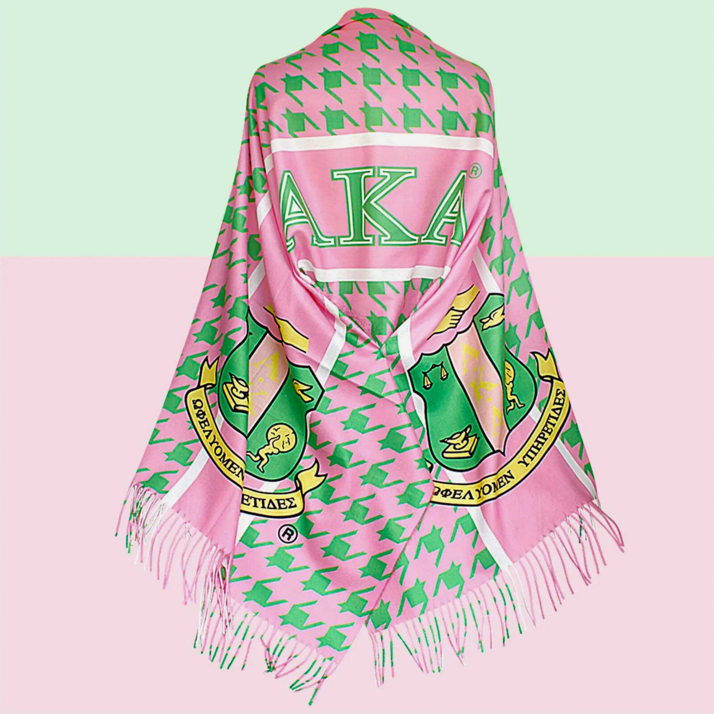 AKA Pink Green Houndstooth Fashion Shawl Scarf for wholesale on Faire1