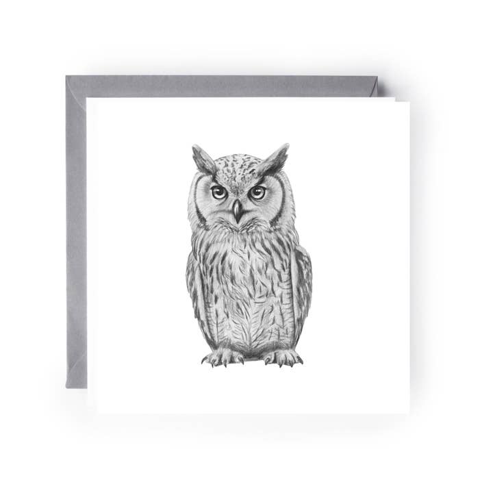 Hand-Drawn Owl Greeting Card for wholesale by Libra Fine Arts
