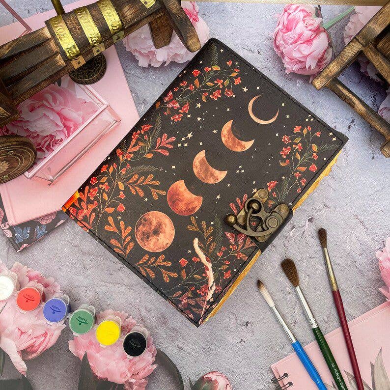 MNM HANDICRAFTS – Diário por atacado – Fases da Lua Grimório artesanal vintage livro das sombras1