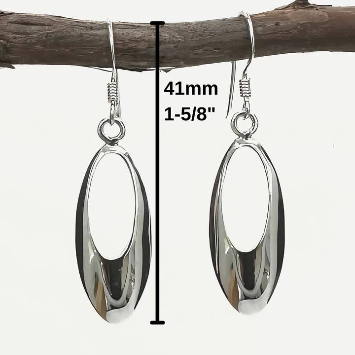 The Green Gecko - Wholesale Dangle Earrings - Contemporary Oval Drop Earrings – Shiny Sterling Silver2