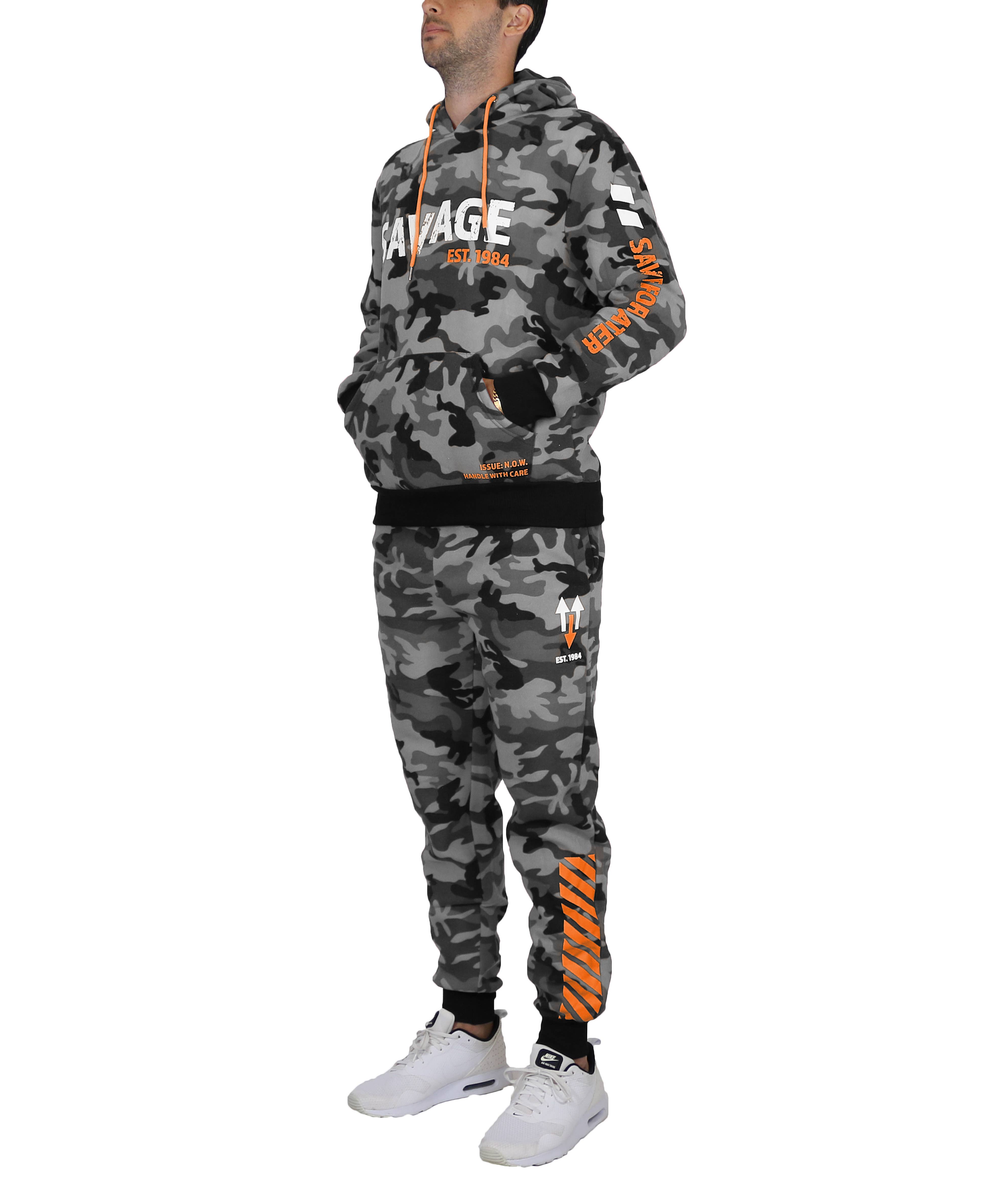 Galaxy By Harvic - Wholesale Lounge Set - Men's - Men's Fleece Hoodie & Jogger Set - SAVAGE CAMO10