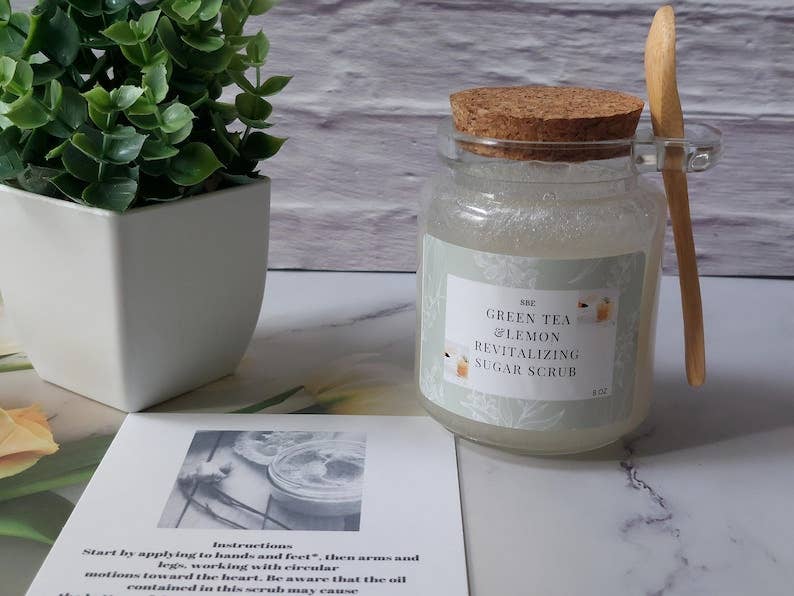 Simplybyelegance - Wholesale Body Scrub/Exfoliant - Handmade Green Tea Lemon Sugar Scrub, Exfoliating Body Scrub (8oz)2
