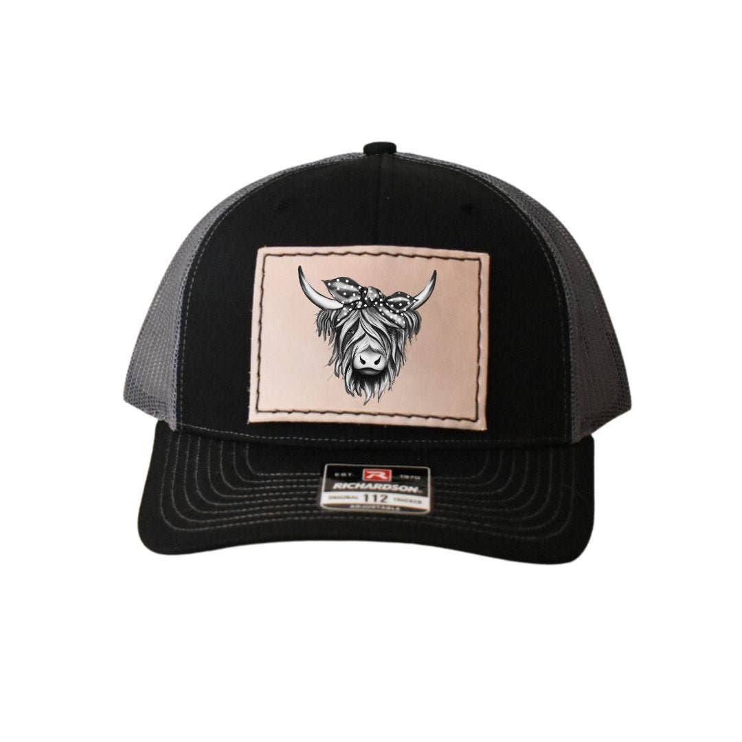 Prairie Buffalo - Wholesale Patch - Leather Hat Patches - Highland Cow with Bow4
