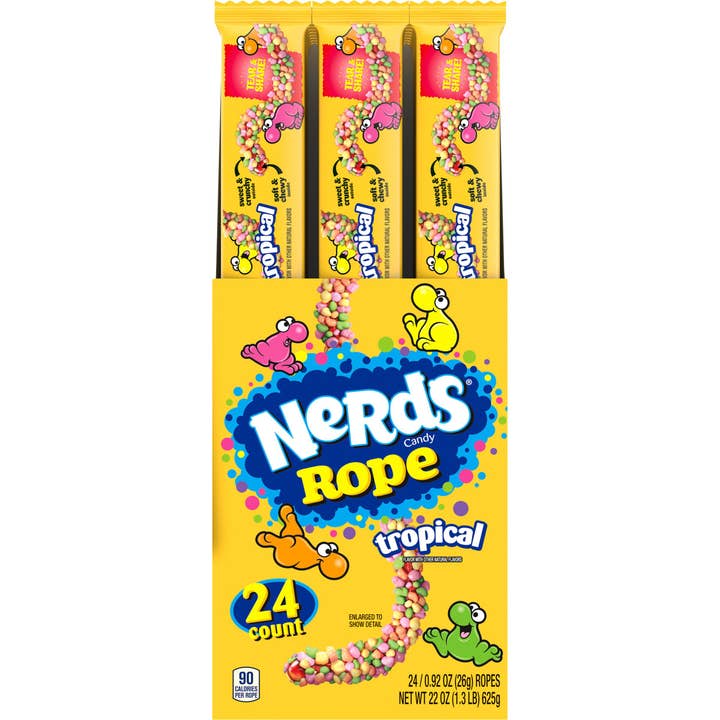 Grandpa Joe's Candy Shop - Vente Bonbons durs - Nerds Rope, bonbons aux saveurs tropicales, 24 carats