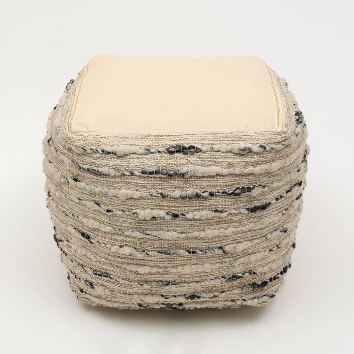 Beige Neutral Retreat Pouf, 18"x18" for wholesale on Faire