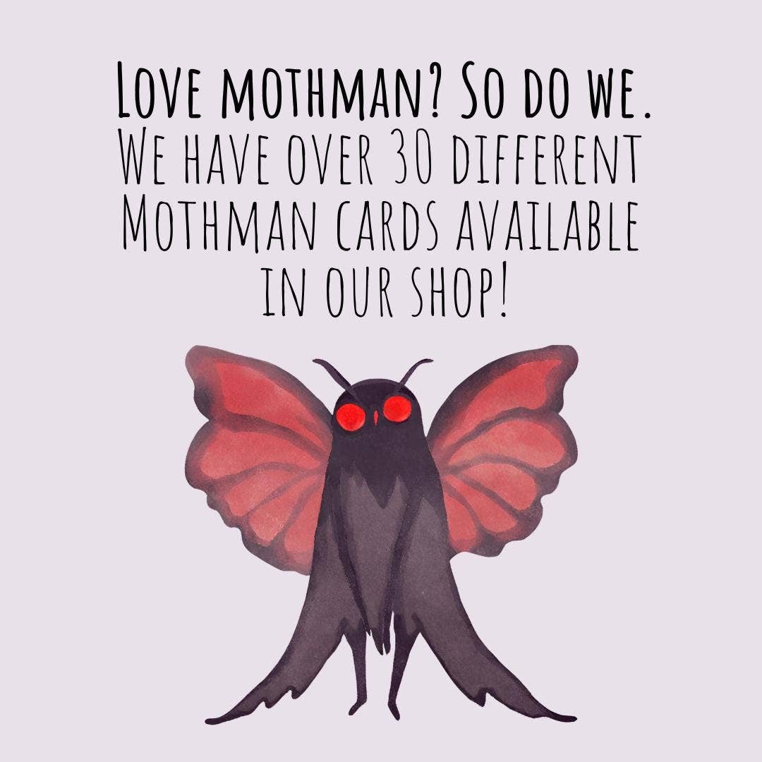 Cryptic Paper Co. - Wholesale Birthday Card - Mothman Cryptid Funny Birthday Card8