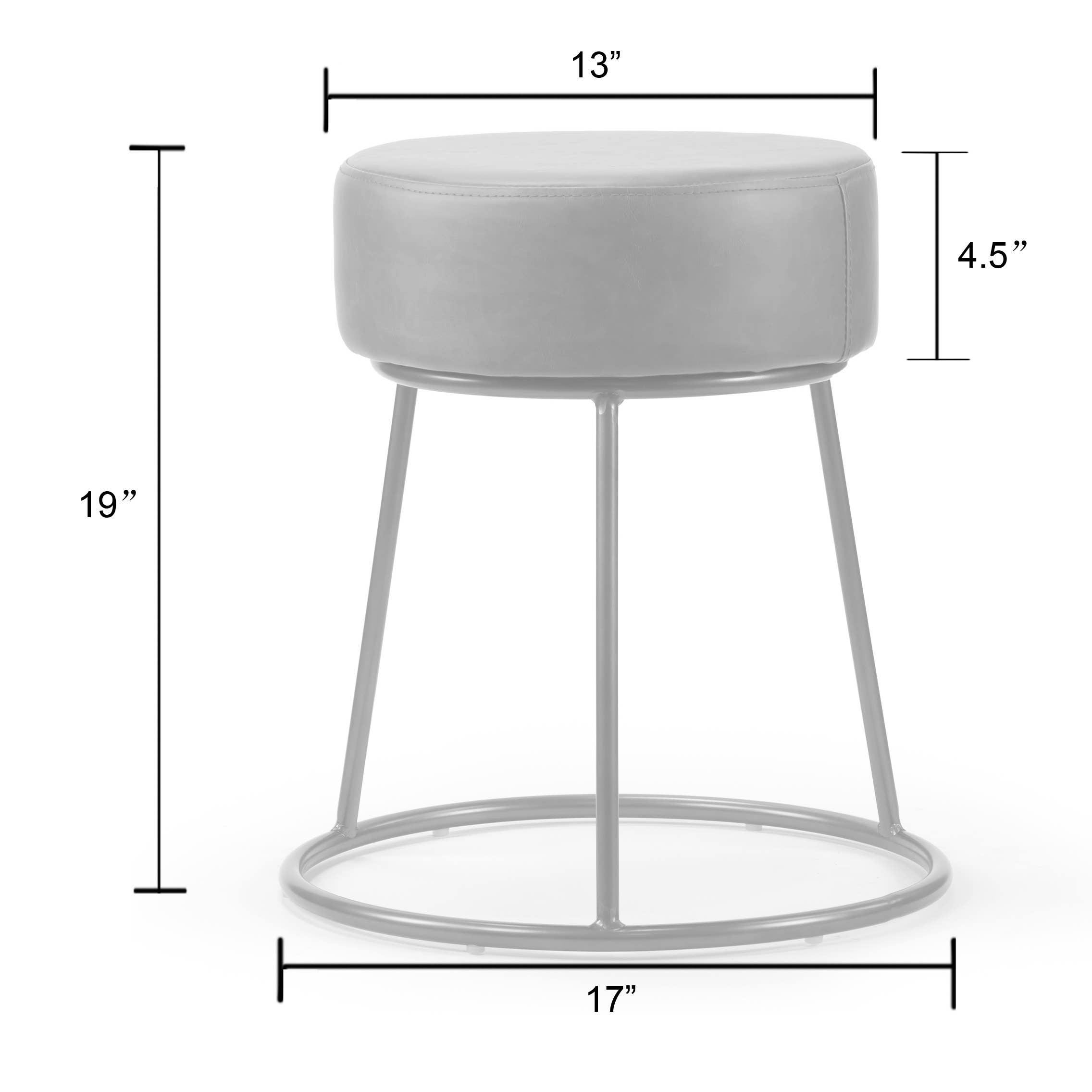 Glamour Home - Vente Chaises - Ensemble de 2 chaises de salle à manger Amie sans dossier avec cadre en métal canon6