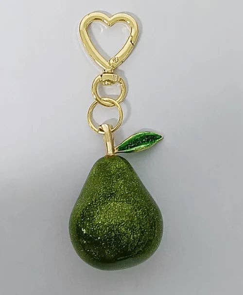 Simply Jewels - Wholesale Keychain - Women's - Green Pear Bag Charm heart shapped clip BC-21WB0090