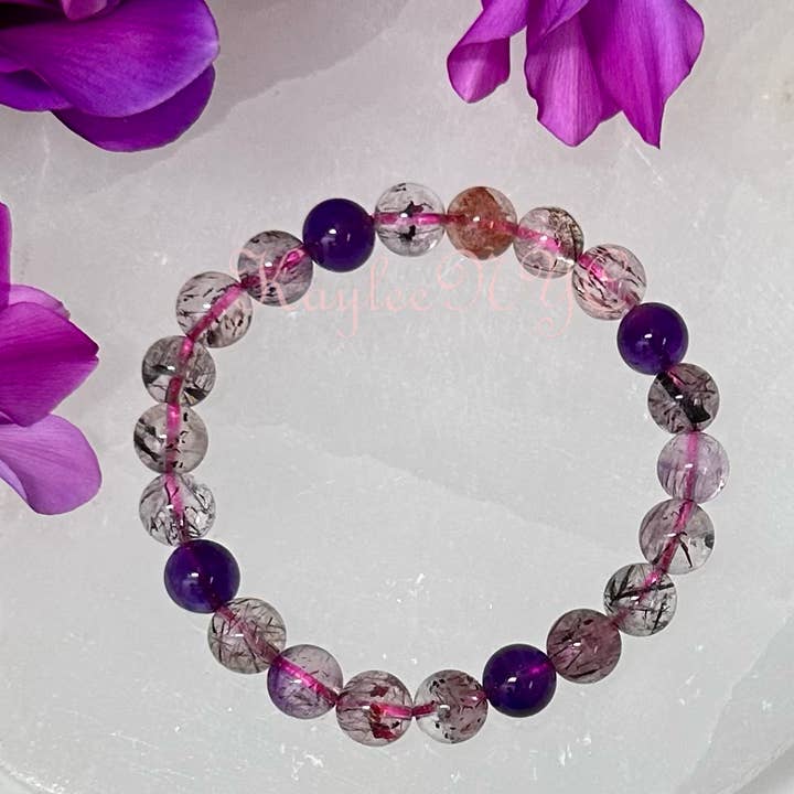 KayleeNYC - Wholesale Beaded Bracelet - Natural Super 7 Melody Rutilated 8mm 7.5” Bracelet