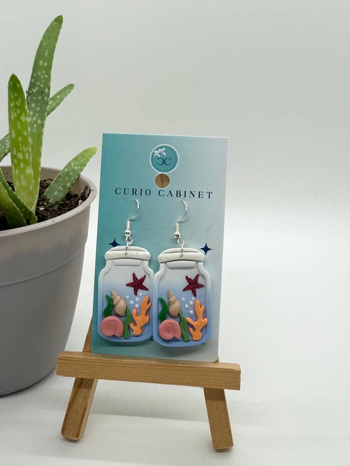 (Sea) Een boodschap in een pot - Polymeerklei oorbellen voor wholesale door Curio Cab