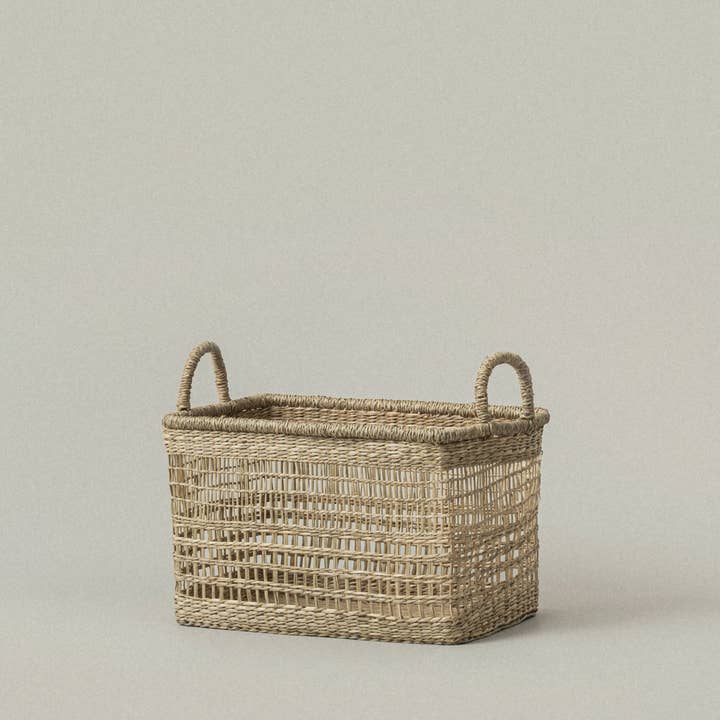 SUNNY HOME - Wholesale Basket - Small Salema Rectangular Seagrass Basket with Handles