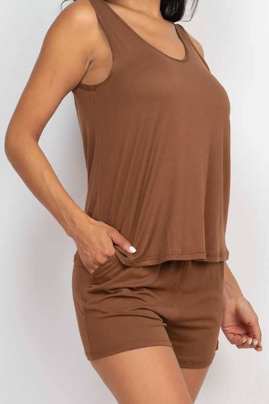 Vanilla Monkey - Wholesale Lounge Set - Women's - Comfy Solid Tank Top and Shorts Set19