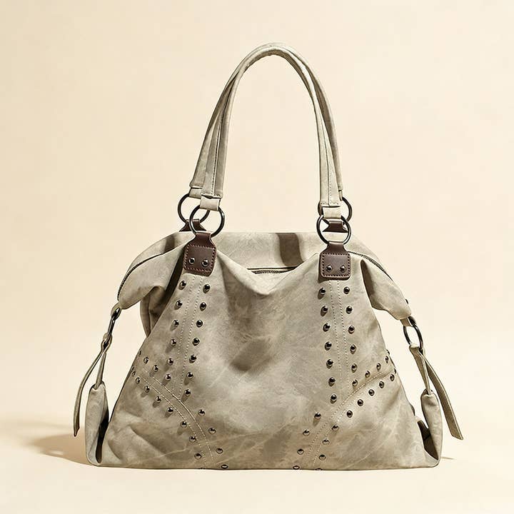 VINTAGE SUEDE STUDDED TOTE BAG_CUAB01203 for wholesale by DOUBLJU