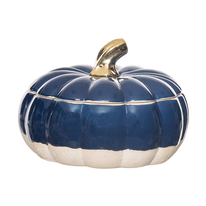 Fall/Harvest Blue & Khaki Pumpkin Canister for wholesale by C&F Home