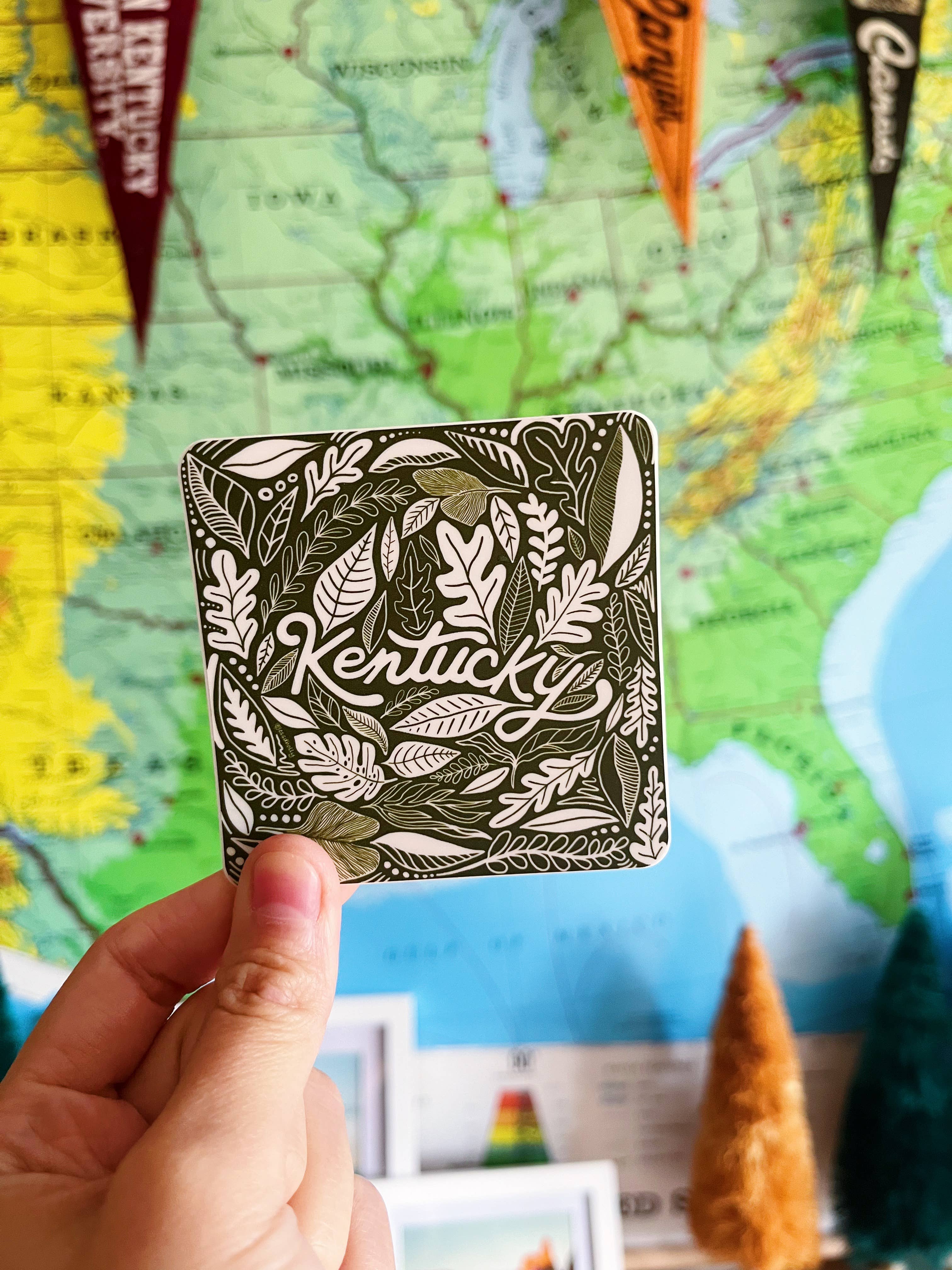 Jessica Holly Creative - Venta al por mayor Pegatina - Pegatina de vinilo cuadrada de flora de Kentucky, 3 pulgadas4