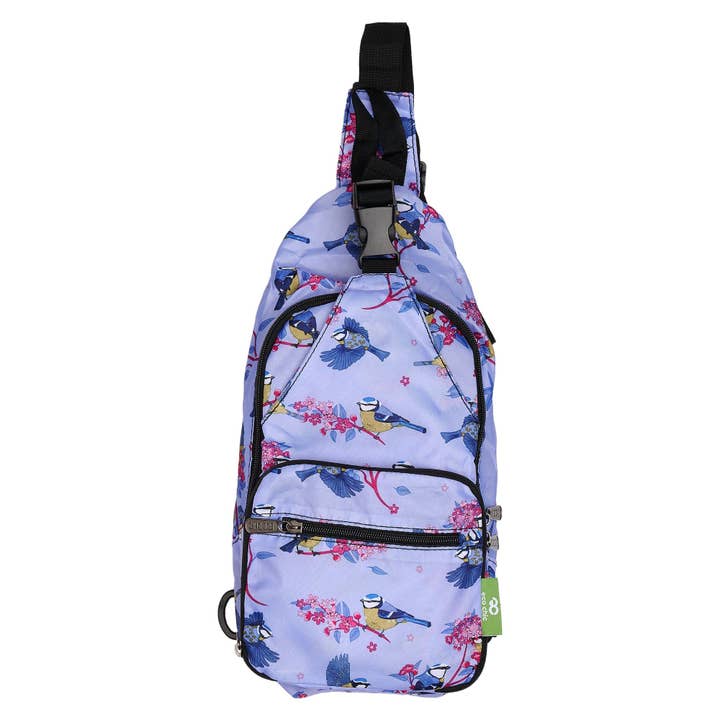 Lilla Borsa a tracolla pieghevole leggera Eco Chic Blue Tits in vendita all'ingrosso su Faire