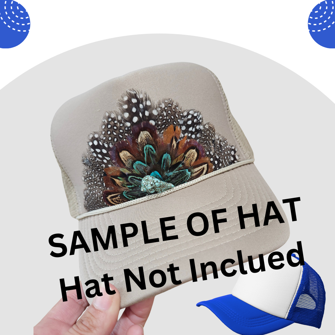 Funk Town Tees - Wholesale Hat Accessory - Women's - Western Feather Crown Fan Patch DIY Trucker Hat Bar Supplies2