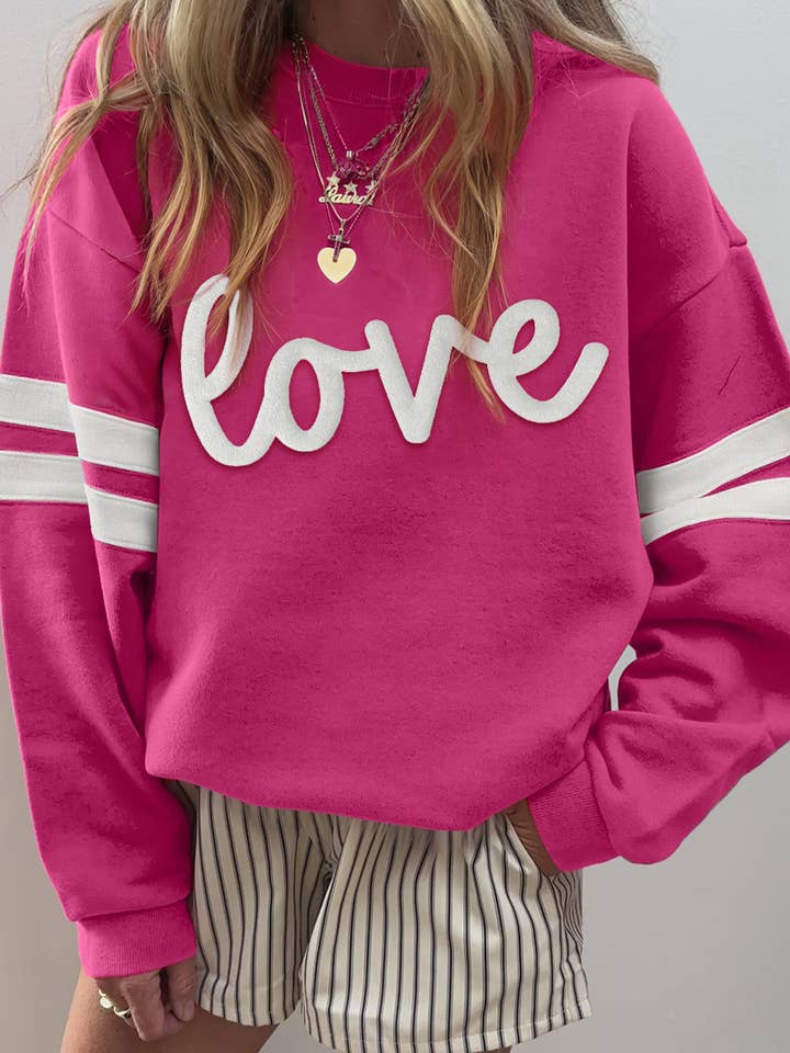 Valentine Love Striped Long-Sleeve Sweatshirt Casual Top for wholesale by 1 the Woman