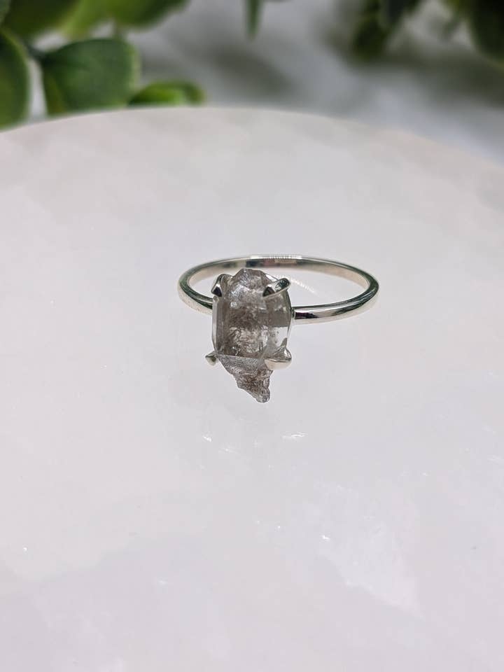 Petroleum Herkimer Diamond Sterling Silver Ring for wholesale by Moonbeam Healing