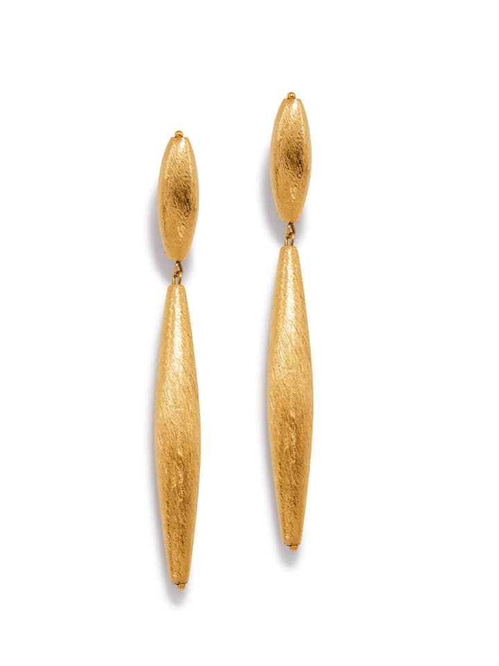 Zeppelin Isla Two Drop Gold Earrings for wholesale by JAREDJAMIN