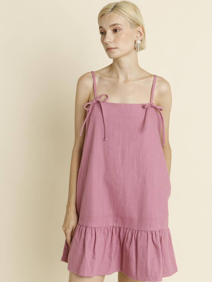 AD1878 - BOW TRIM MINI DRESS for wholesale by Aureum