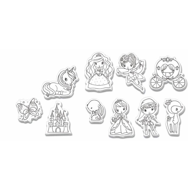 Créa Lign' - Vente Tampon encreur/décoratif – enfant et bébé - Personnages à tamponner : Princesses et fées3