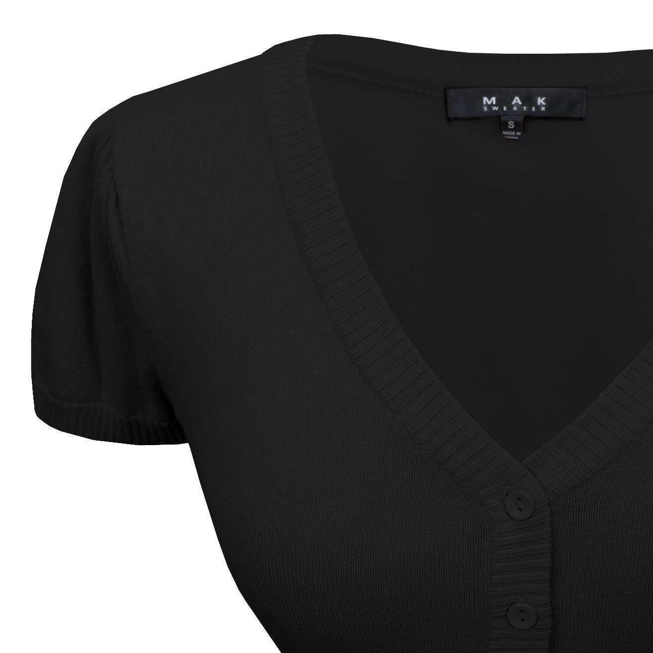 Mak - Vente Cardigan – femme - Cardigan boléro court à manches courtes bouffantes et col en V HB213768