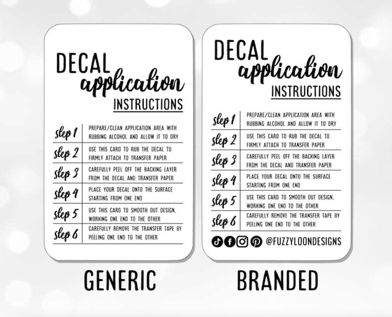 Fuzzy Loon Designs - Wholesale Decal - Party Decorations - Decal Application Cards2