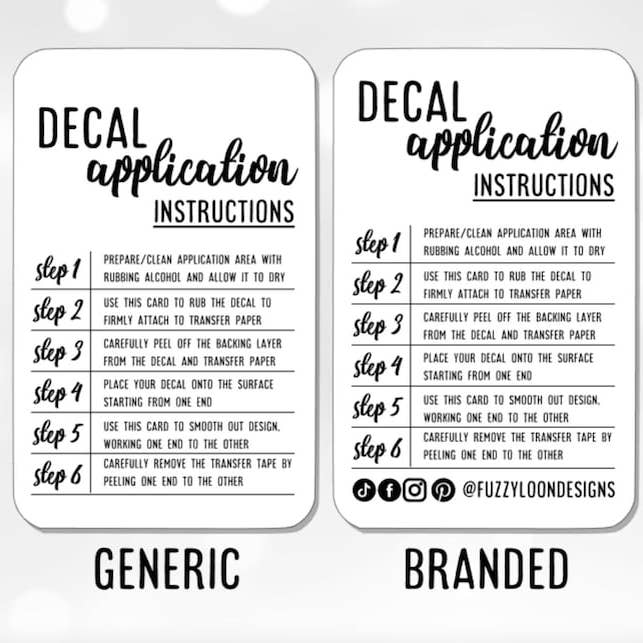 Fuzzy Loon Designs - Wholesale Decal - Party Decorations - Decal Application Cards2