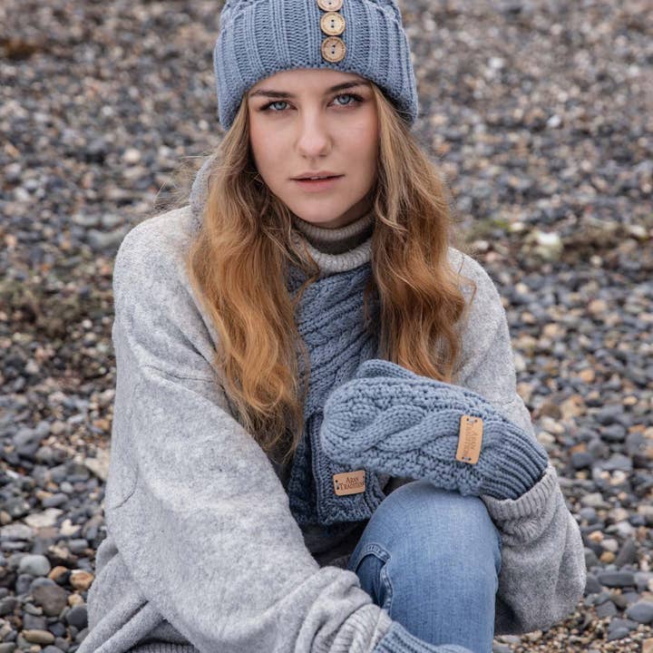 Aran Traditions - Wholesale Beanie - Women's - Aran Diamond Cable Button Hat24