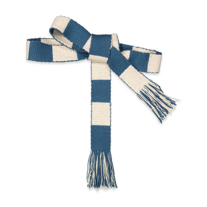 Faja geweven riem in marineblauw/witte cabanastreep voor wholesale door kate austin designs