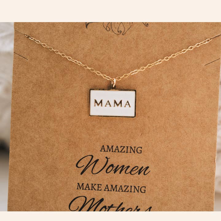 Mama Pendant Necklace with White and Gold for wholesale by HAHA MAMA Clothing