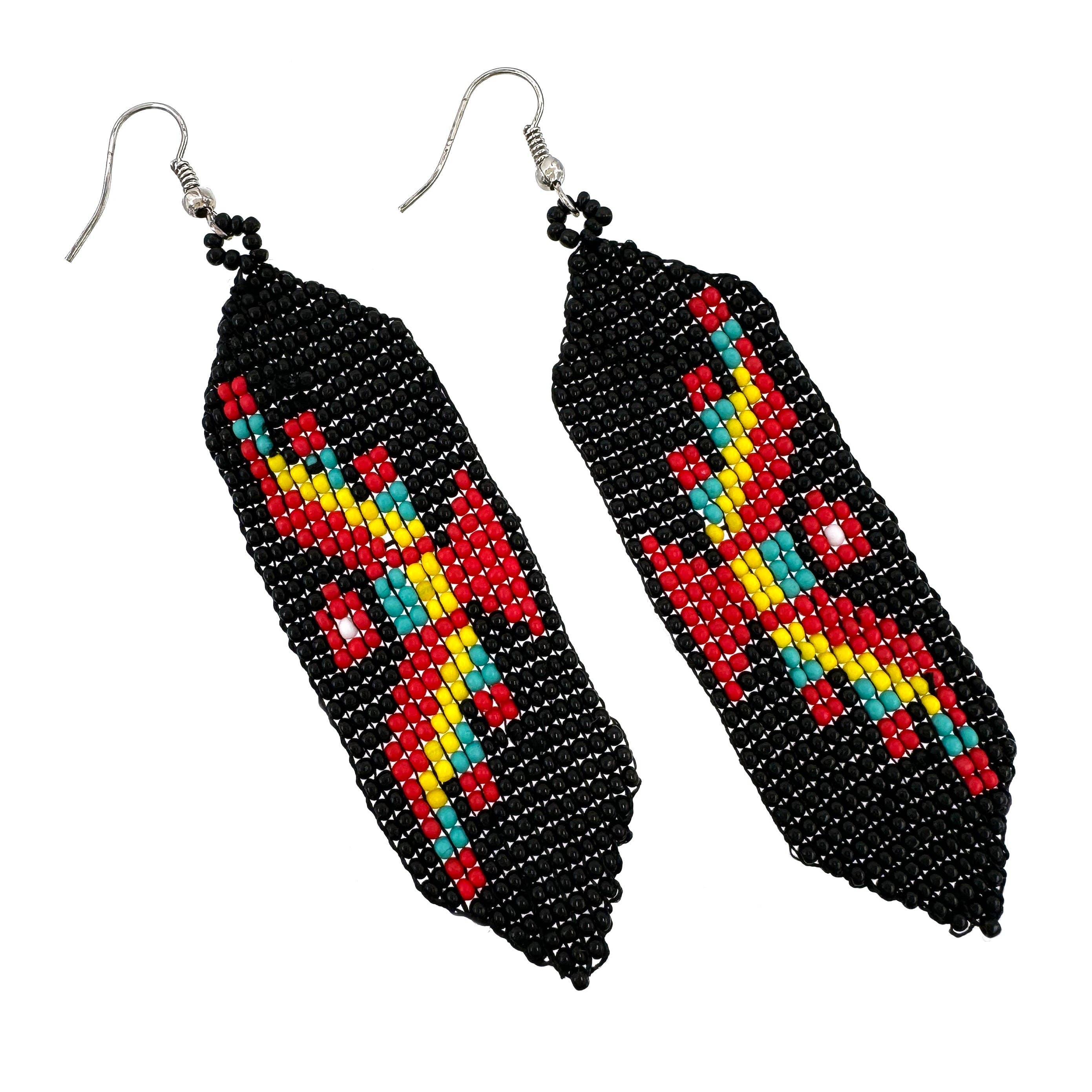 Lunar Deer - Wholesale Dangle Earrings - Native Thunderbird Seed Bead Banner Earrings0