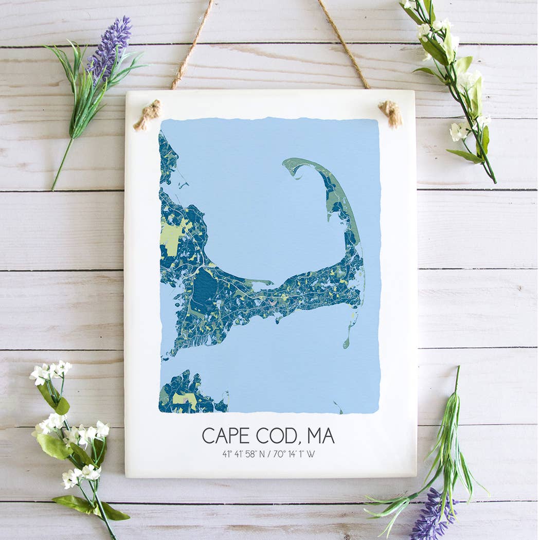 Sparks House Co. - Wholesale Sign - Cape Cod Massachusetts Map Tile Sign - Ceramic Tile Sign14