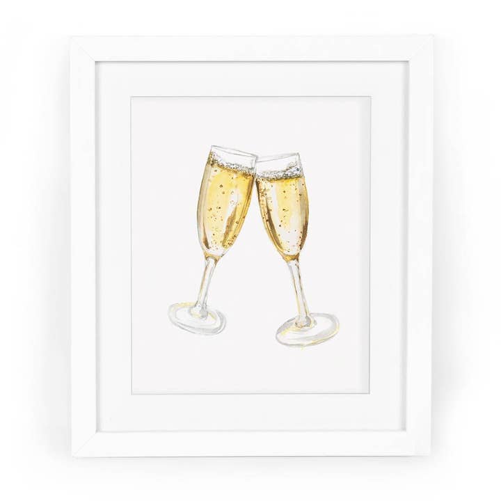 Champagne Cheers Watercolor Fine Art Giclee Print for wholesale by CharmCat