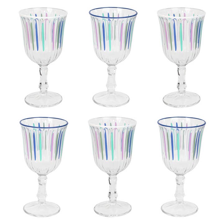 Blue & White Striped Wine Glasses for wholesale by Talking Tables UK
