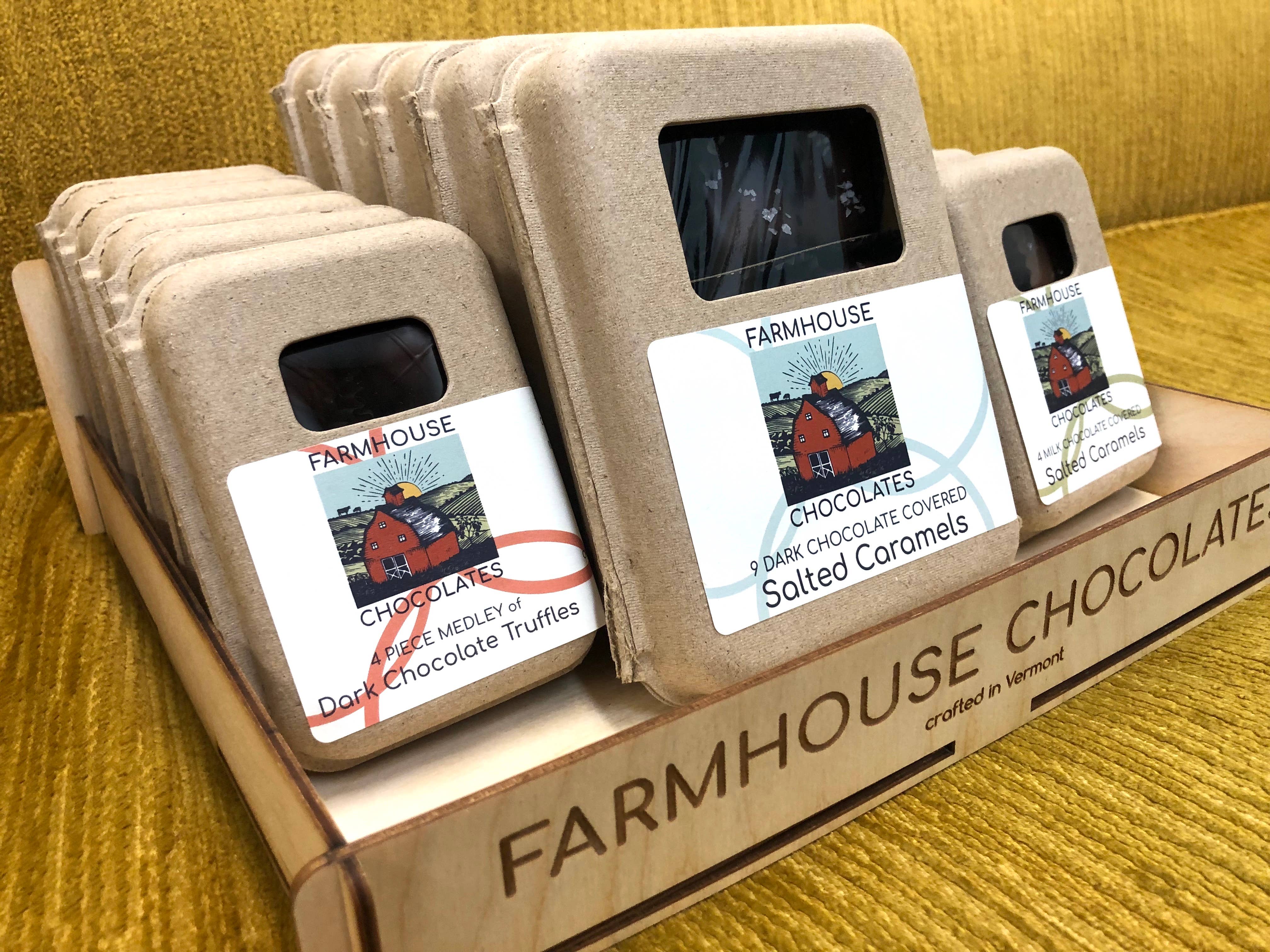 Farmhouse Chocolates - Wholesale Chocolate Covered Sweets - 9 Piece Dark Chocolate Covered Salted Caramels10