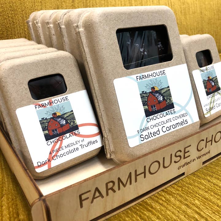 Farmhouse Chocolates - Wholesale Chocolate Covered Sweets - 9 Piece Dark Chocolate Covered Salted Caramels10
