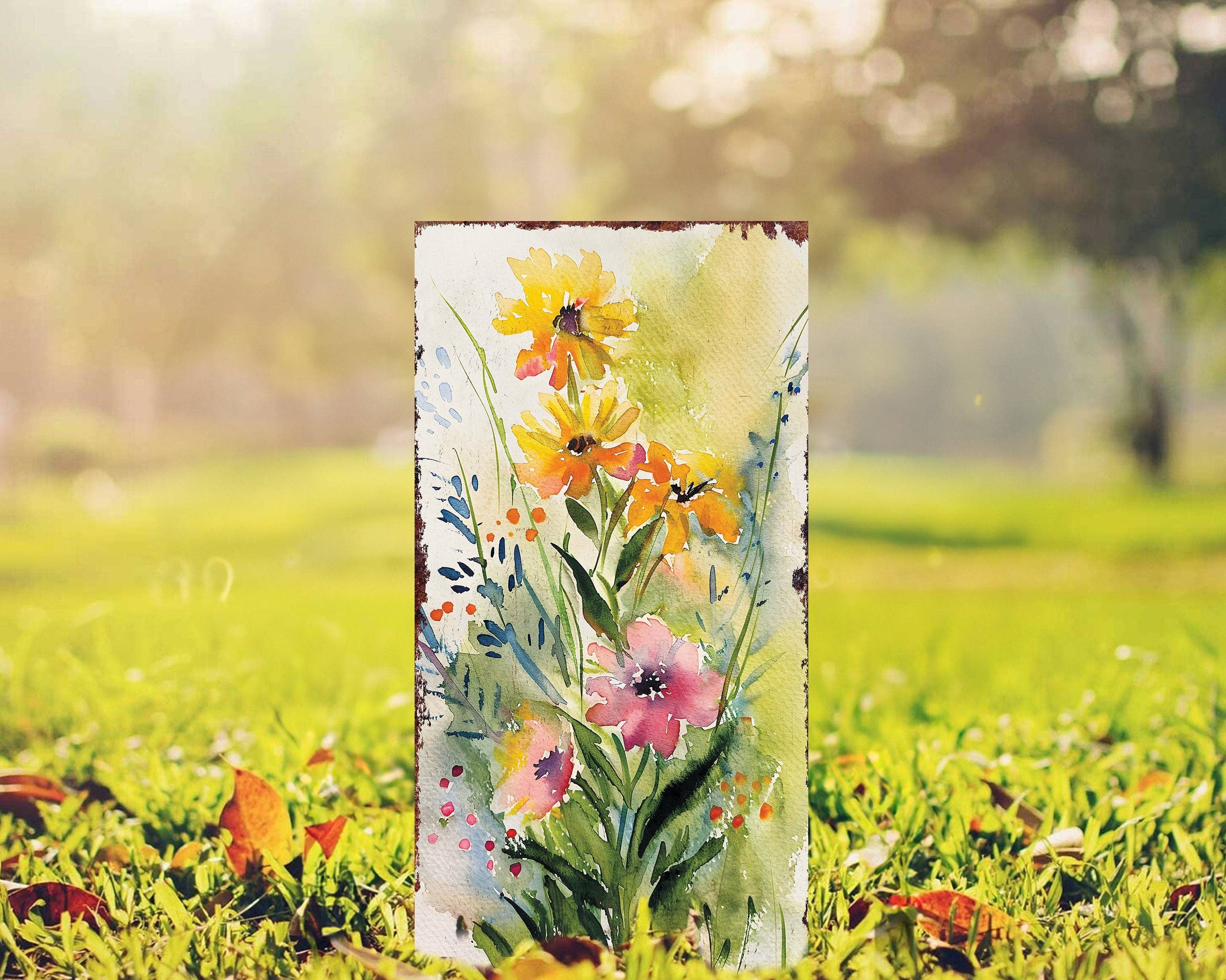 TX USA Corporation - Wholesale Garden/Lawn Stake - 30in Spring Wildflower Garden Stake | Vibrant Watercolor Outdoor Art2