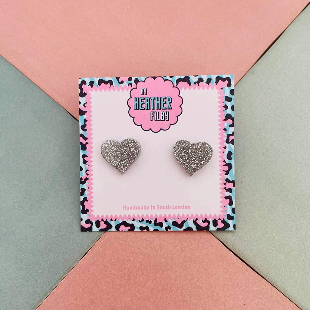 By Heather Filby – wholesale Stud/post earrings – Heart Stud Glitter Earrings (MORE COLOURS) - Best Seller16