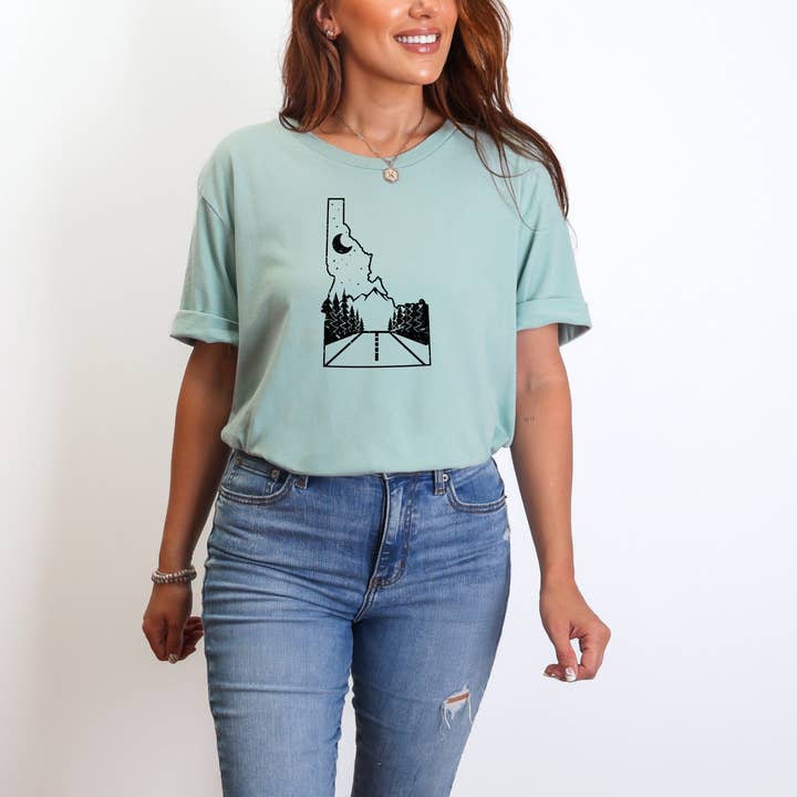 Idaho TShirt, Idahoan, ID State Graphic Tee Long Sleeve 019 for wholesale by 208 Tees