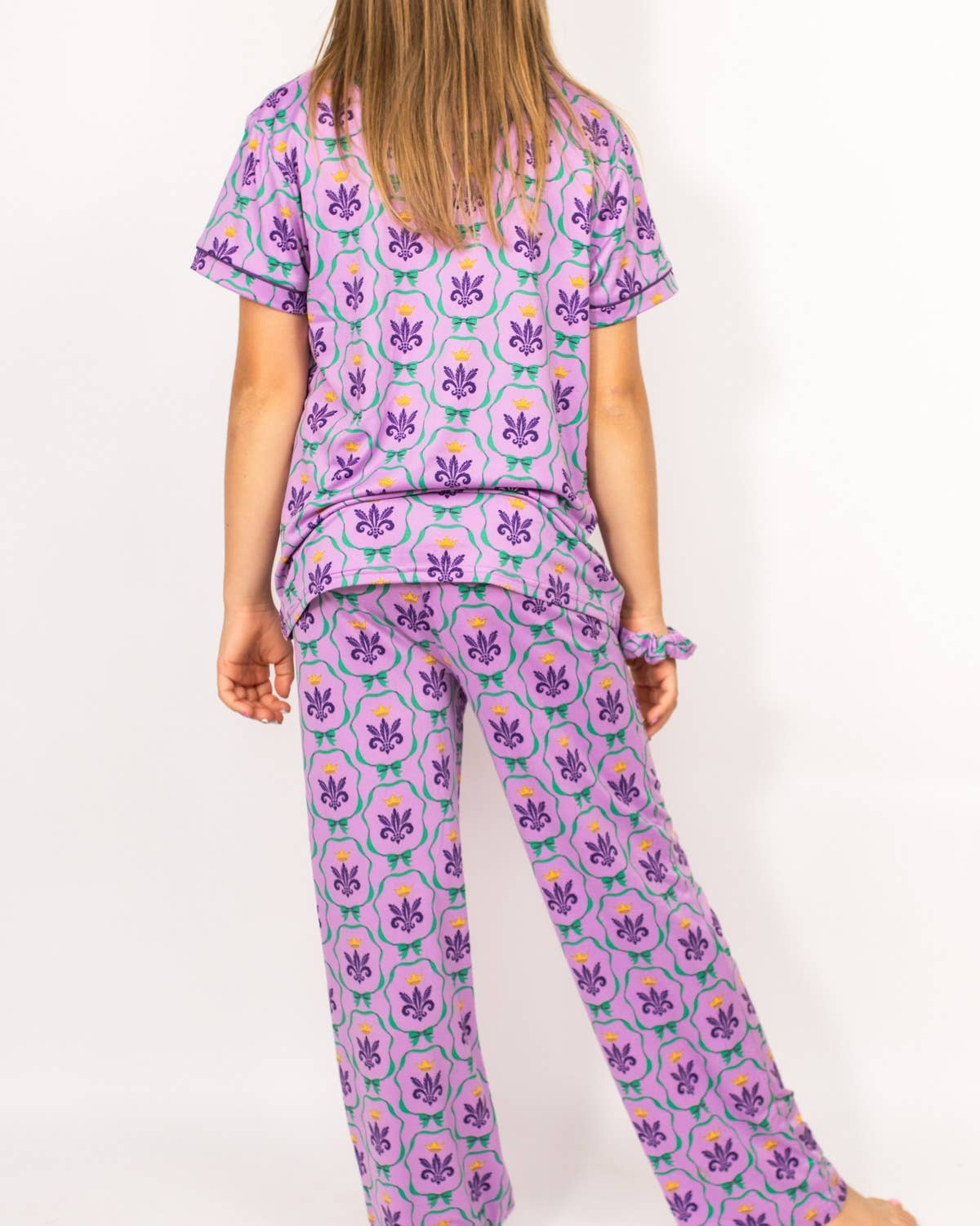 The Royal Standard - Wholesale Pyjamaset - Kinderen - Meisjes Mardi Bow Slaapbroekenset Lichtpaars/Multikleur Set van 3 -Assorti.2