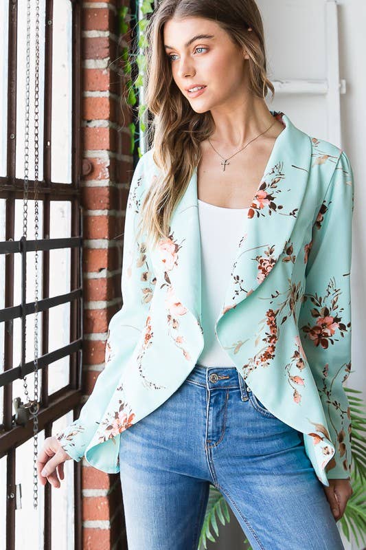 MINT SJ1206-21 FLORAL OPEN BLAZERS for wholesale on Faire8
