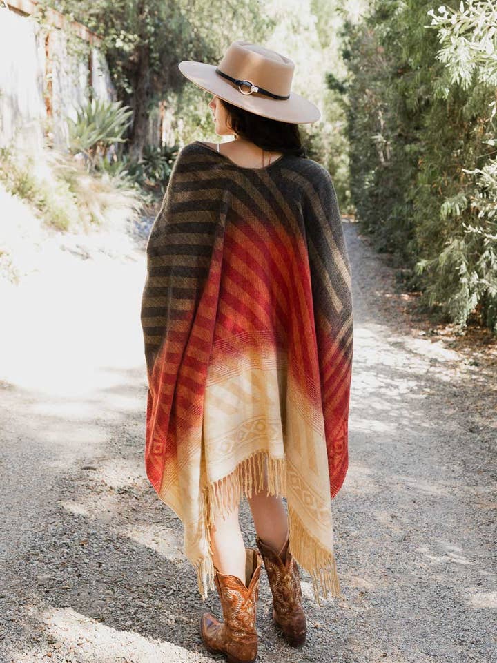 Leto Accessories - Wholesale Poncho - Women's - Bohemian Serape Ruana 🍂 | Cozy Fall Winter Cover Up3