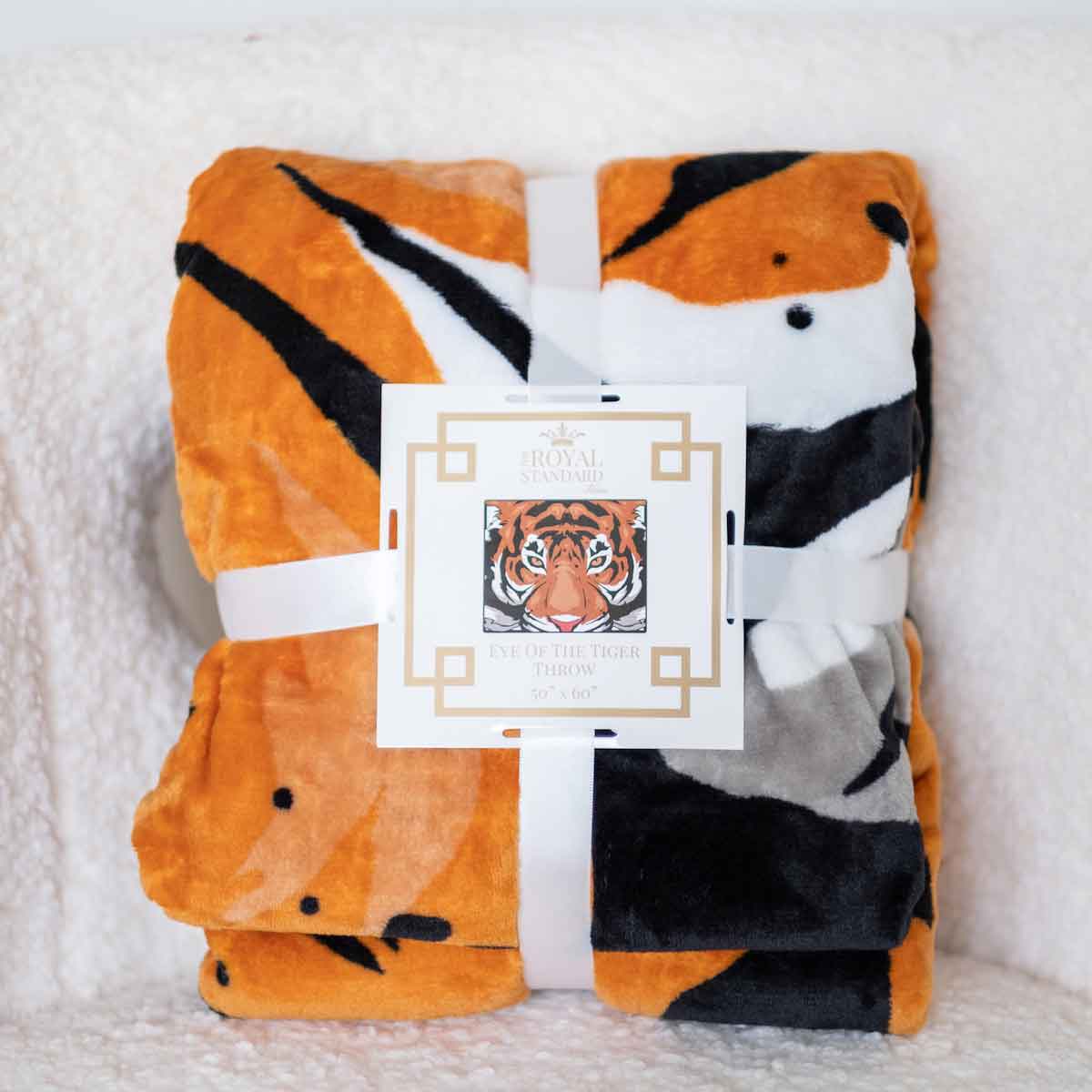 The Royal Standard - Wholesale Throw Blanket - Eye of the Tiger Throw   Orange/Black   50x601
