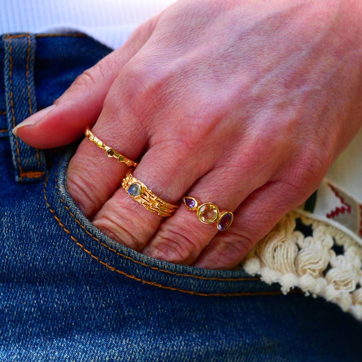 GINANDGER - Wholesale Single Stone/Solitaire Ring - AMBAR Ring - Multicolored Tourmaline - Balance and Joy1