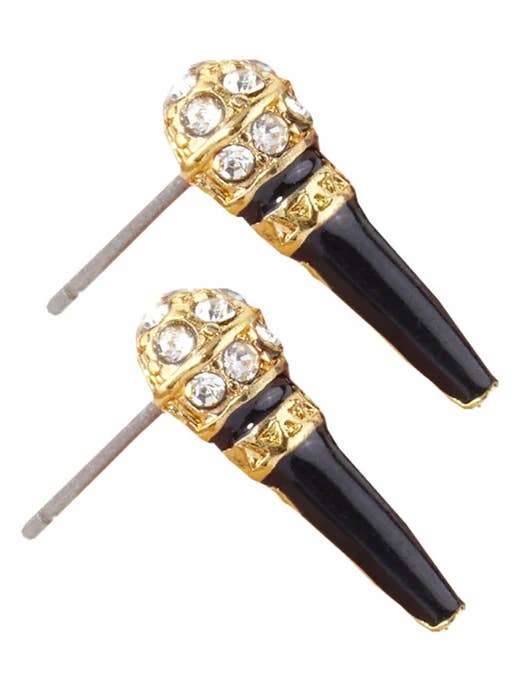 Brincos Amantes de Música com Microfone - Joias Rock n Roll por atacado de Pretty Attitude Clothing