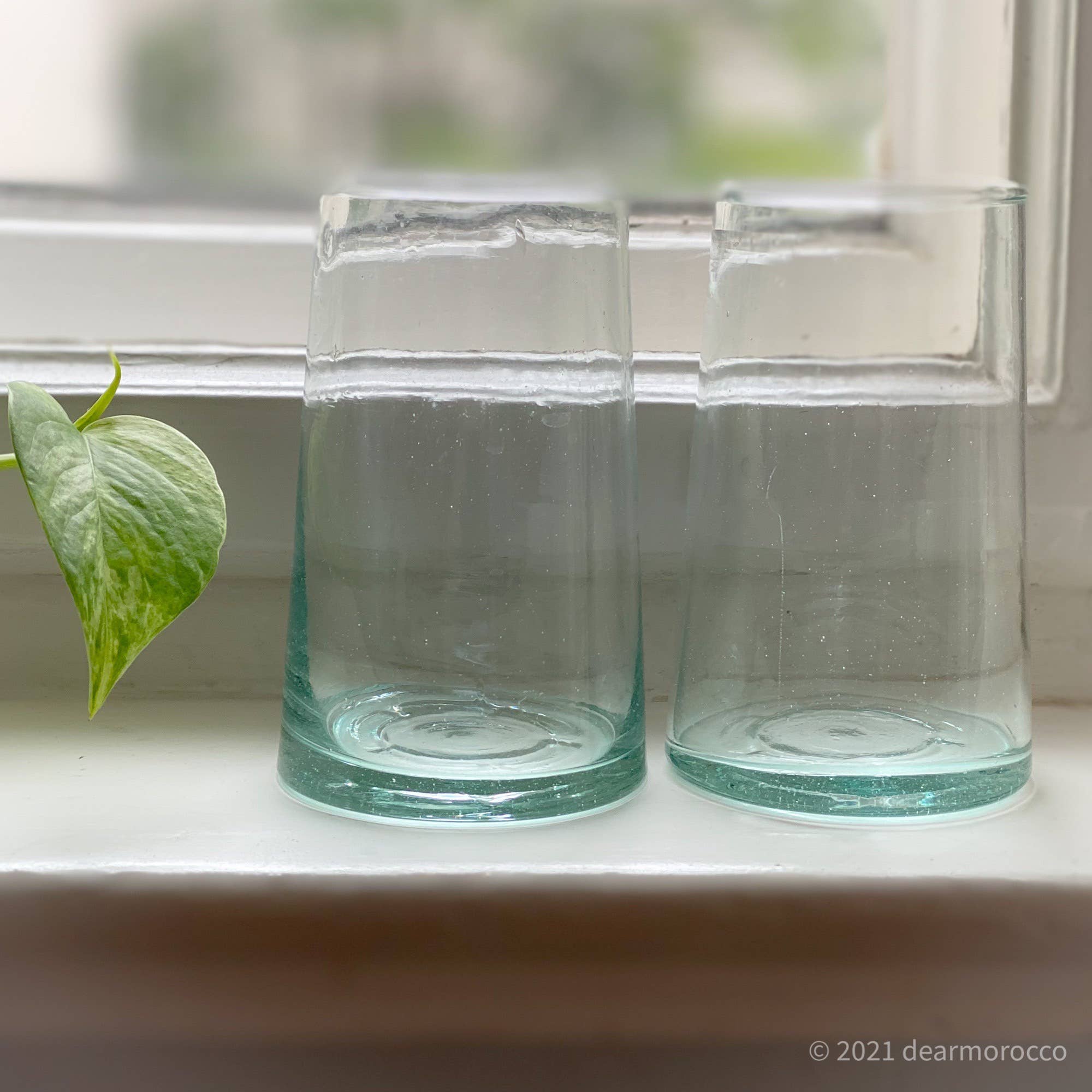 dear Morocco – Copo/caneca por atacado – Copo de vidro reciclado marroquino para chá BELDI cone transparente6
